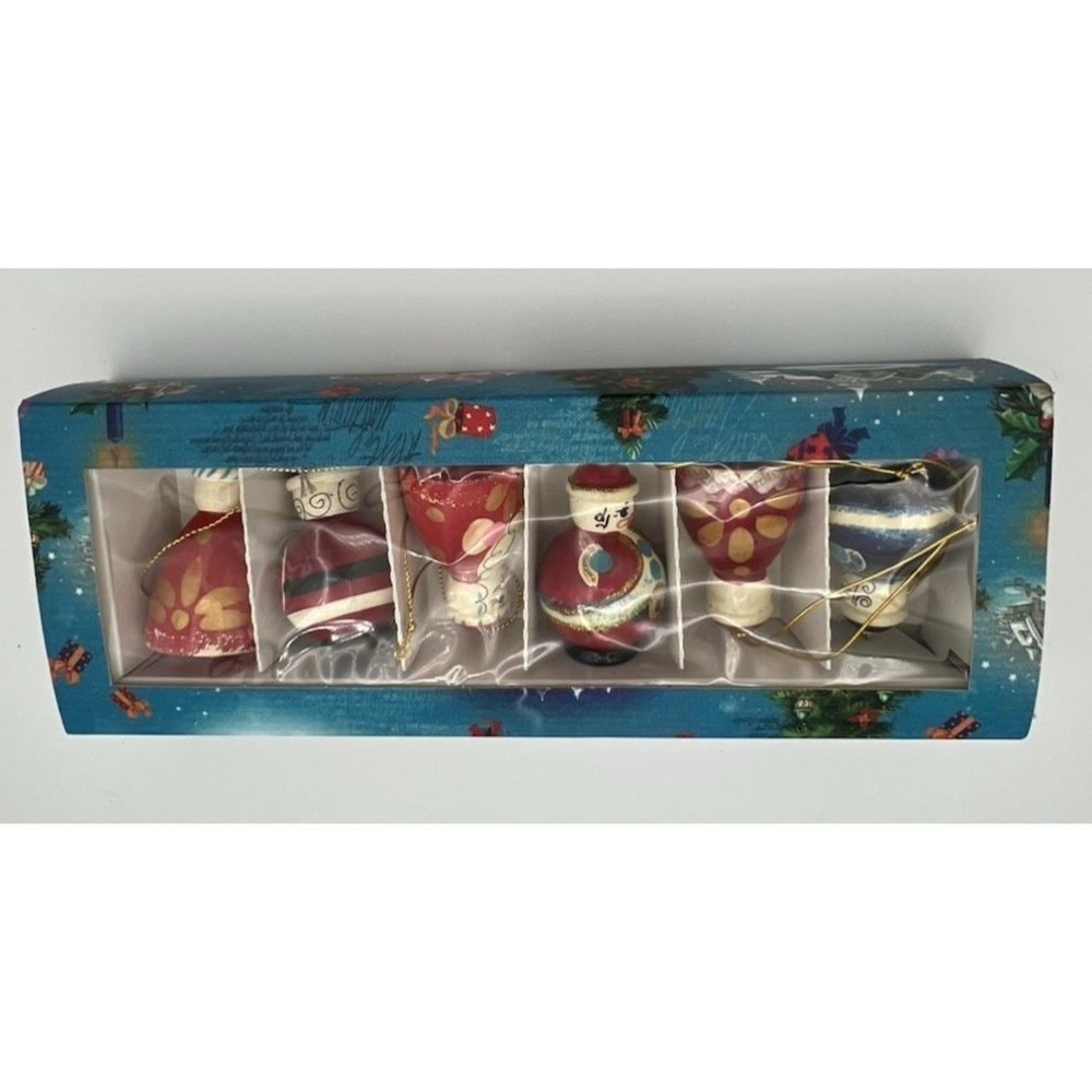 6 Russian Painted Doll Matryoshka Hanging Ornaments Multicolored Boxed